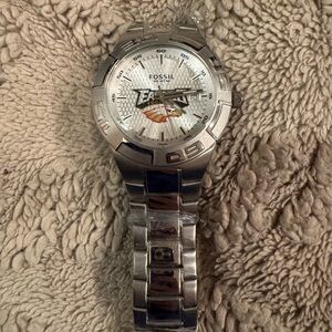 Fossil Silver Watch with Eagles Football Logo
